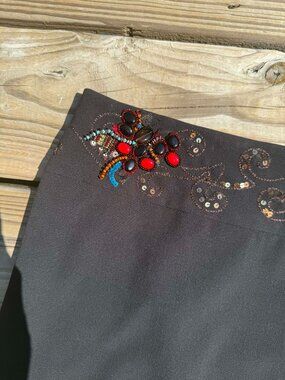 Cache Black Mini Skirt size  8 Beaded Waist Y2K Party Glam Chic Vibe 3089